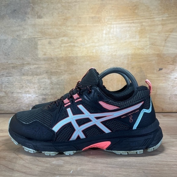 Asics Gel Venture 8 Womens Sz 8 Trail Running Shoes Sneakers Black Pink 1012A708 - Picture 3 of 8